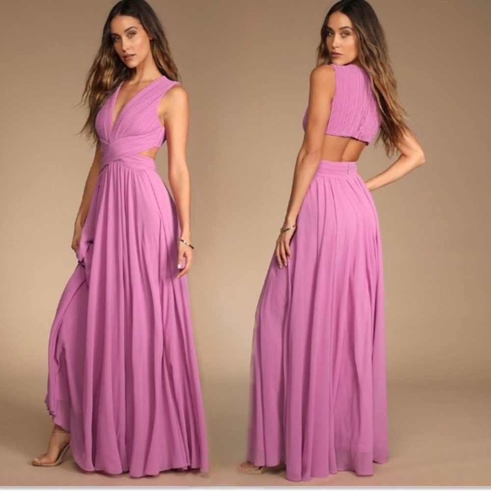Lulus NWT Vivid Imagination Lilac Pink Sleeveless Cutout Long Maxi Dress Size‎ L